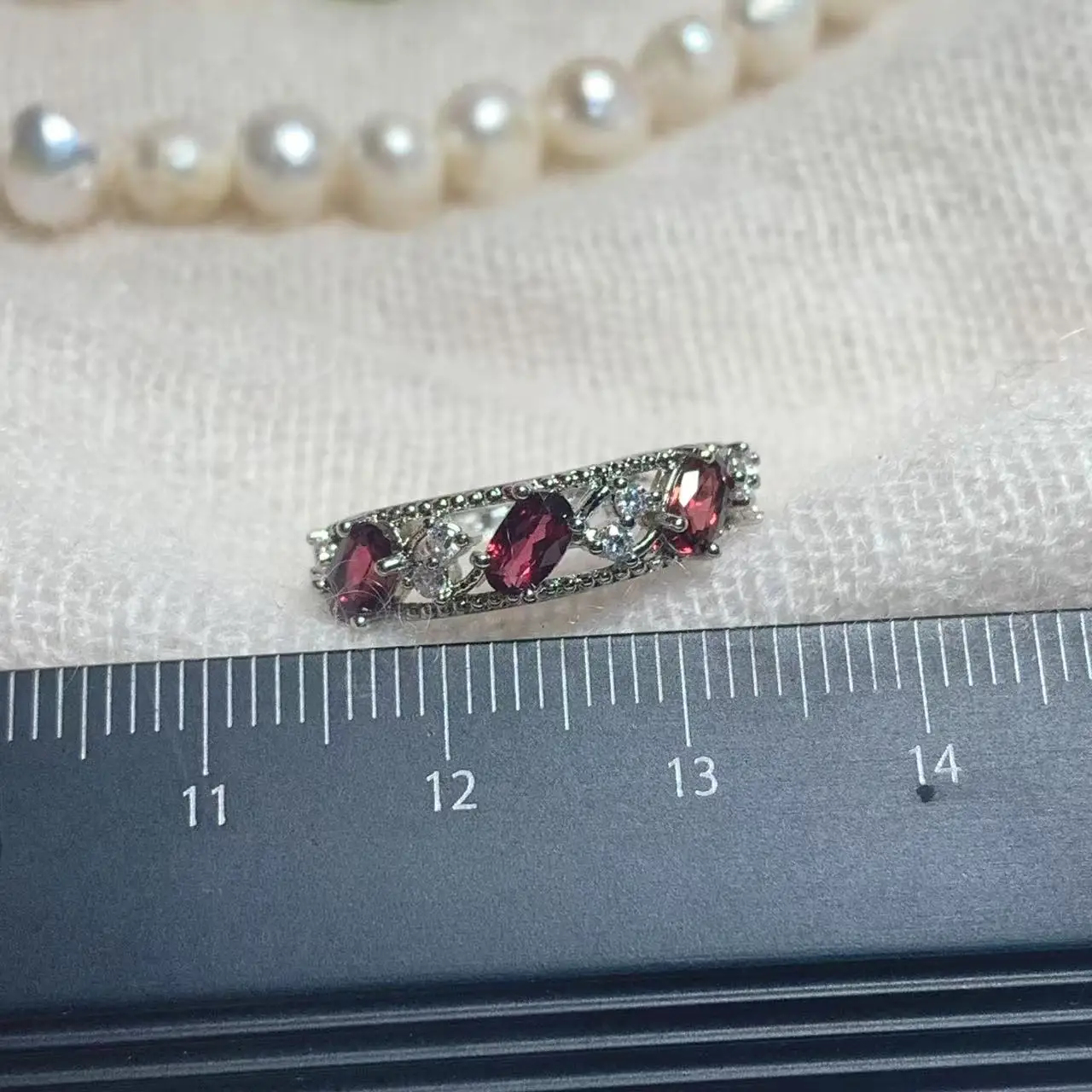 Vintage Natural Garnet Ring For Women 925 Silver Simple Fine Jewelry Stone Gemstone Classic Style Multi-particle