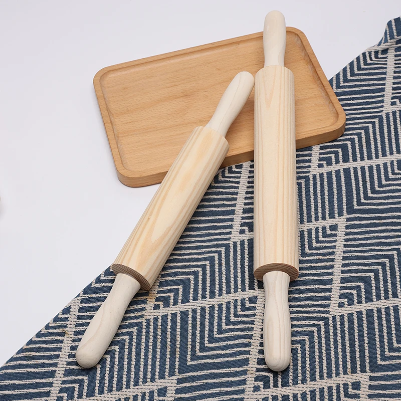 Wooden Rolling Pin, Unpainted and Unwaxed, Made of Pine Wood, 360-Degree Rotating Rolling Pin, Dumpling Skin Tool, Dough Pressing Tool, Baking Tool