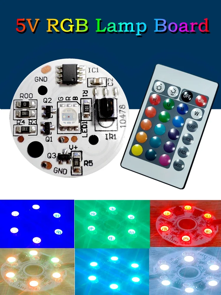 Interrupteur à distance sans fil 6LED s 5V, plaque lumineuse LED, 4 Modes, 16 couleurs, panneau de lampe RGB 2W, Source dégradée colorée, conception décorative