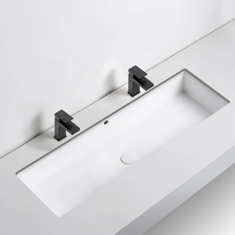 

1 meter large size ceramic under-counter basin, square flat-bottomed hand washbasin embedded, splash-proof and deepened