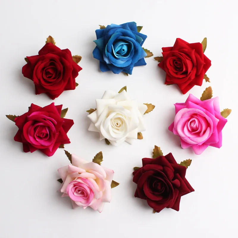 

7cm DIY simulation Craft Velvet Rose Head Silk Flower Chest Wrist Flower Photo Props Arch Flower Decoration Wedding Accessories