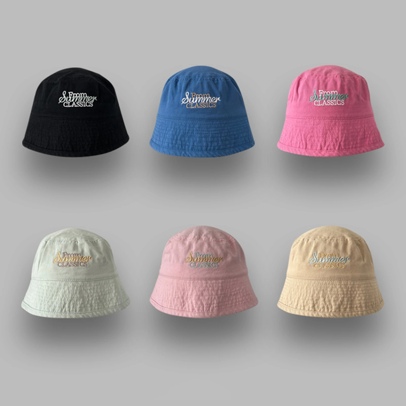 Pink Letter Embroidery Fisherman Hat Sweat-Absorbing Sun Protection Hat Suitable for Women and Men