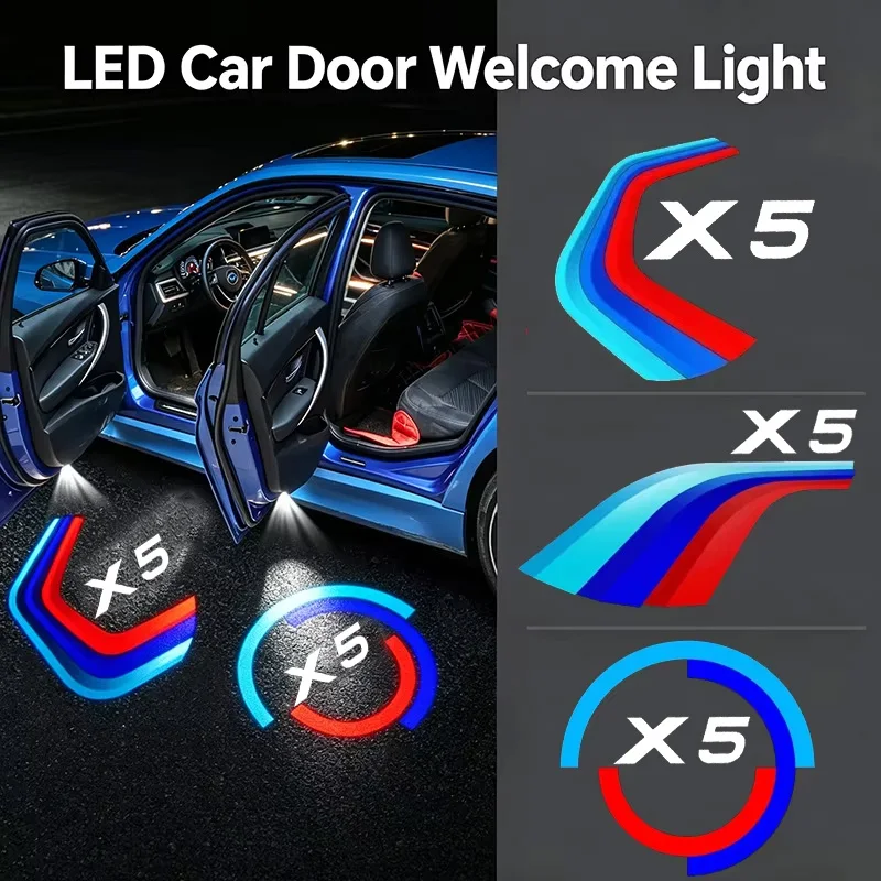 2PCS 2PCS LED Car Door Welcome Shadow Logo Light Laser Projection Ghost Puddle Lamp Badge for BMW X5 E70 F15 2007-2023 2022