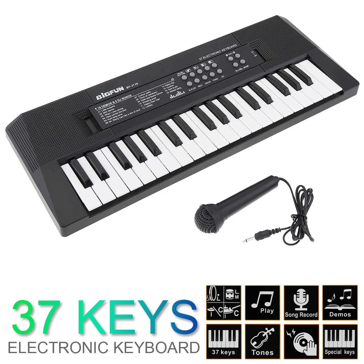 

37 Keys Electronic Keyboard Piano Digital Music Key Board with Microphone Children Gift Musical Enlightenment