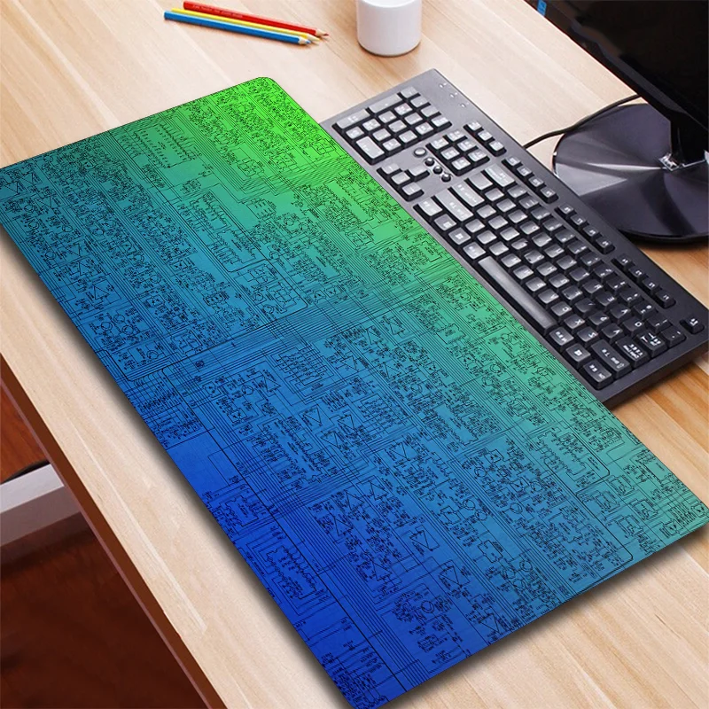 

GuJiaDuo Electronic Circuit Pattern Mouse Pad Natural Rubber Non-slip Mousepad 800x300 Large Size Art Mousepad Stuff Accessories