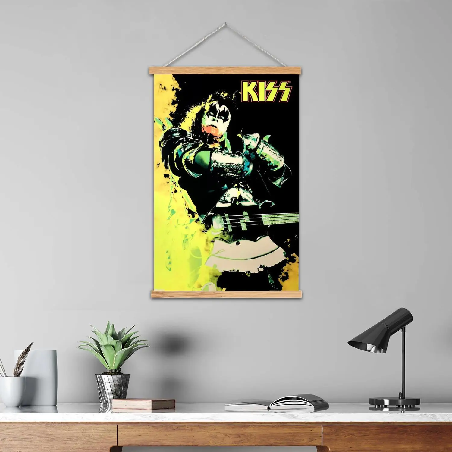 KISS 4K Group Framed Wall Painting Canvas Art Poster and Wall Art,  Modern Family Bedroom Decor, Posters,Decorative painting