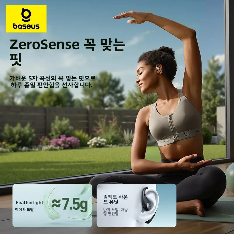 Baseus Eli Sport 2 오픈 이어 무선 이어폰 Bluetooth 6.0 OWS 헤드폰 LDAC OWS 이어폰이 포함된 고해상도 이어훅 스포츠 이어버드