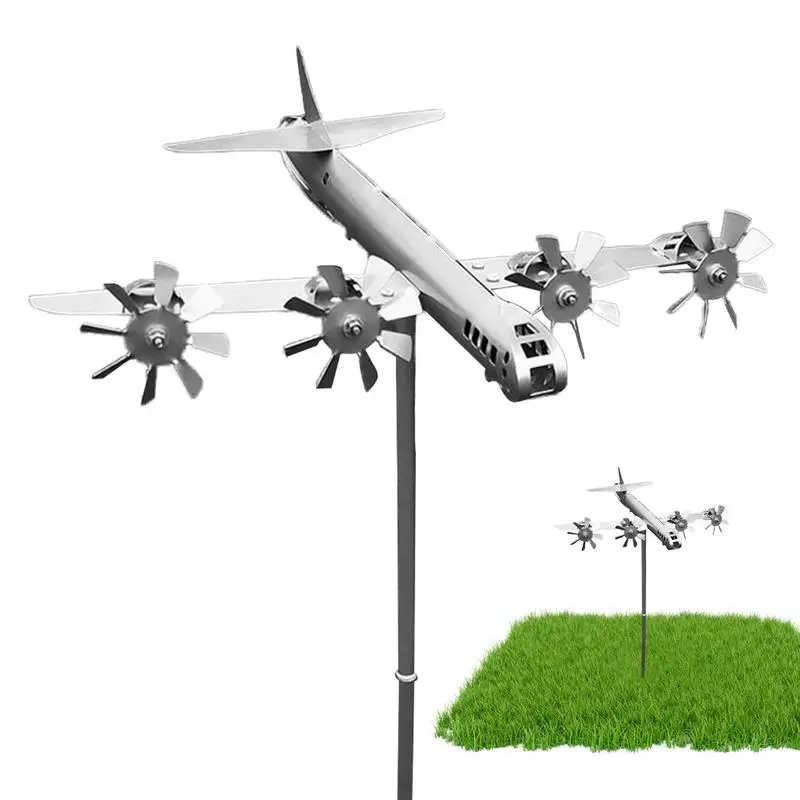 Airplane Windmill Metal Crafts Garden Ornaments Handmade Airplane Weathervanes Windmill Spinner Decor Outdoor Weathervanes Decor