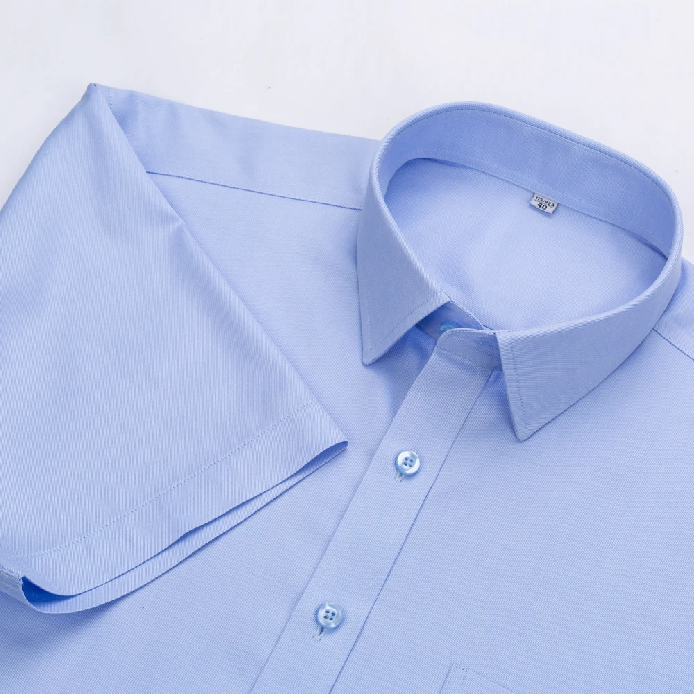 Men's Classic Non Iron Short Sleeve 100% Cotton Striped Dress Shirt Wrinkle Resistant Regular-fit Formal Easy Care Summer Shirts