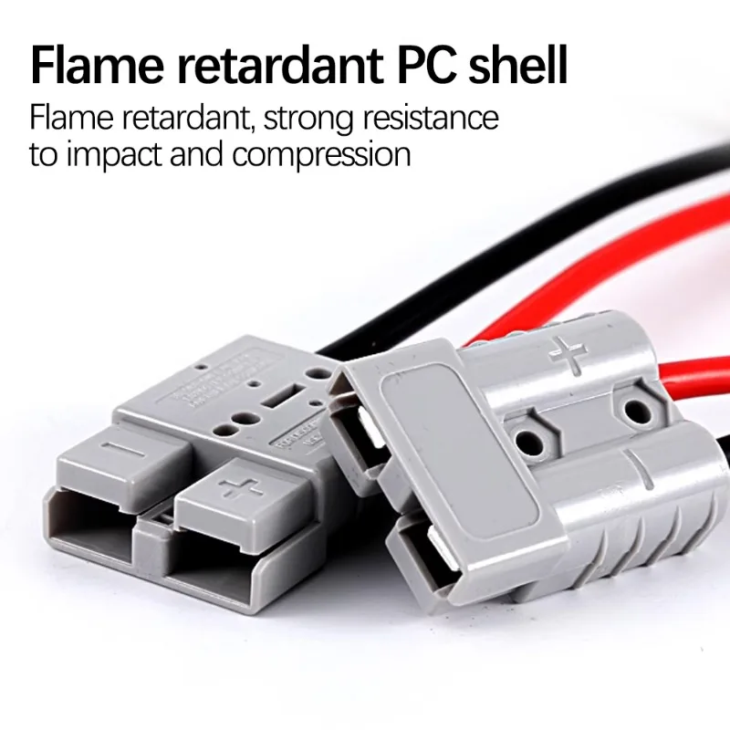 50A 120A High Current 2 Pin Power Connector with 8/6/4/2/0 AWG Super Soft Silicone Cable Forklift Battery Charging Plug