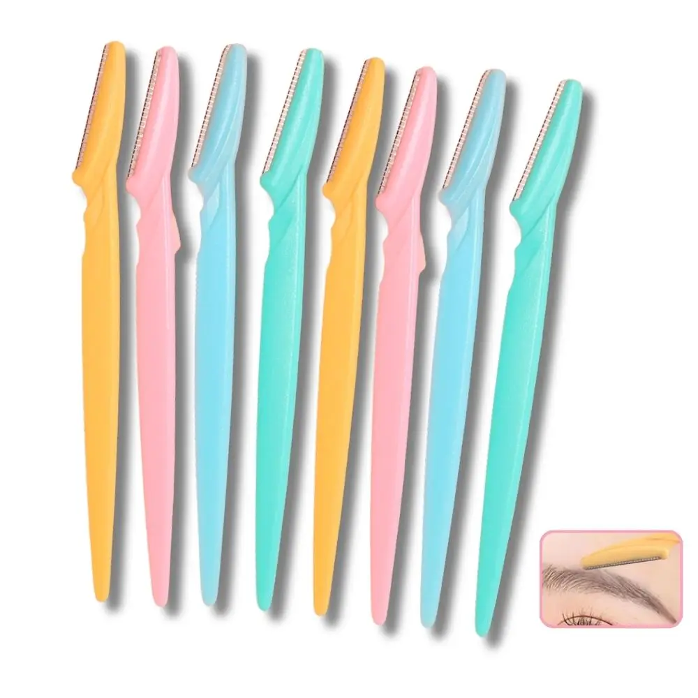 مجموعة أدوات تشذيب الحواجب للنساء من الفولاذ المقاوم للصدأ لإزالة شعر الوجه، مجموعة أدوات تجميل محمولة مع أغطية أمان وسكين الحواجب