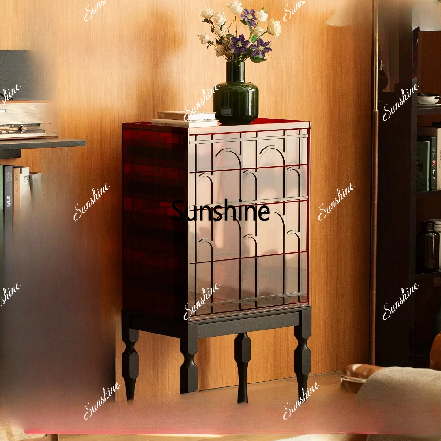 Living room household light luxury storage side cabinet modern simple living room wall integrated storage cabinet
