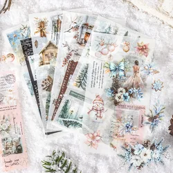 Mr. Paper, Winter Character Theme Dual Material Landscape Stickers, Scrapbook, Phone Case, Diary Decoration, Stationery Stickers