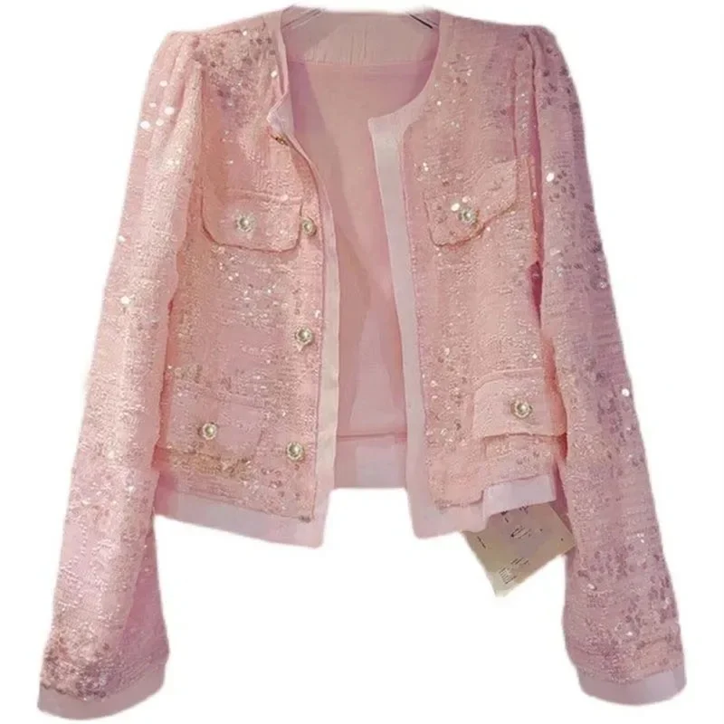 

Outfitting Cardigan Sequin Jacket For Spring 2024 Long Sleeved and Stylish Socialite Cardigan Versatile Sequin Slimming Jacket