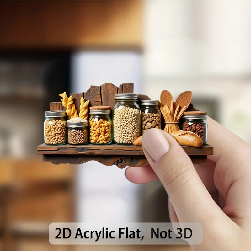 4/2 Piece Set of 2D Flat Printed Magnetic Kitchen Food Refrigerator Stickers, Suitable for Various Types of Refrigerators, Freezers, Metal Storage Cabinets, Etc., Adding a Decorative Touch, Enhancing the Kitchen Atmosphere, Made of Acrylic Material, Compact and Lightweight, Easy to Stick