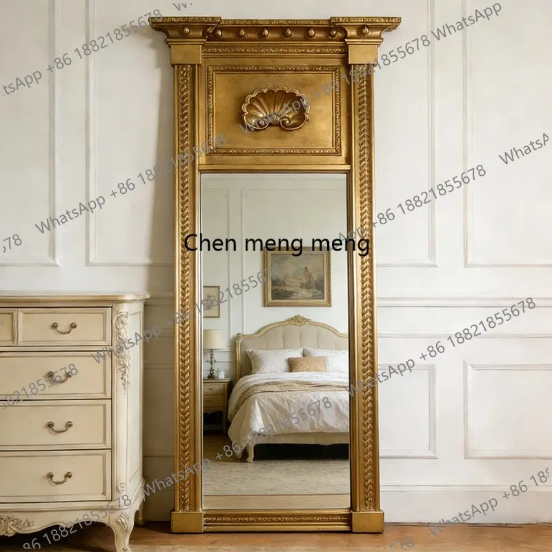 American retro engraving full-body mirror living room old floor-to-ceiling court-style full-length mirror decorative mirror