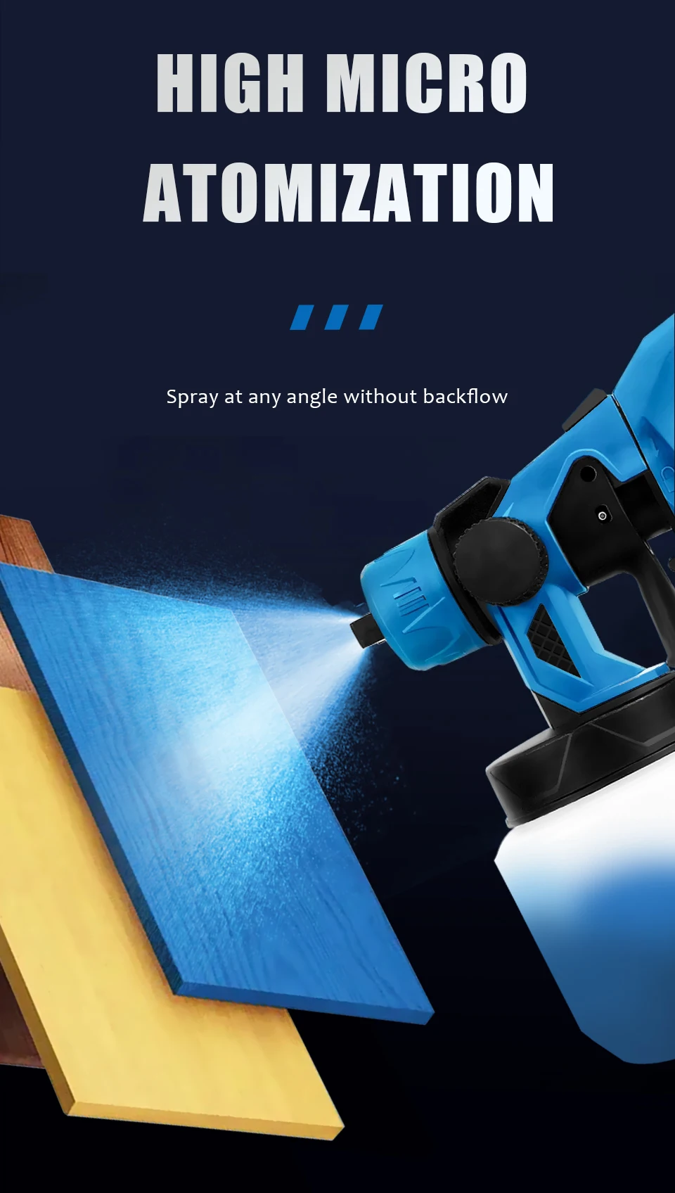 Kamolee 800ml Elektrische Sprühpistole Kabellos Haushalts-Sprühgerät für Farbe, Wasser, Desinfektion und Insektenbekämpfung Tragbares Sprühgerät – Detail 3