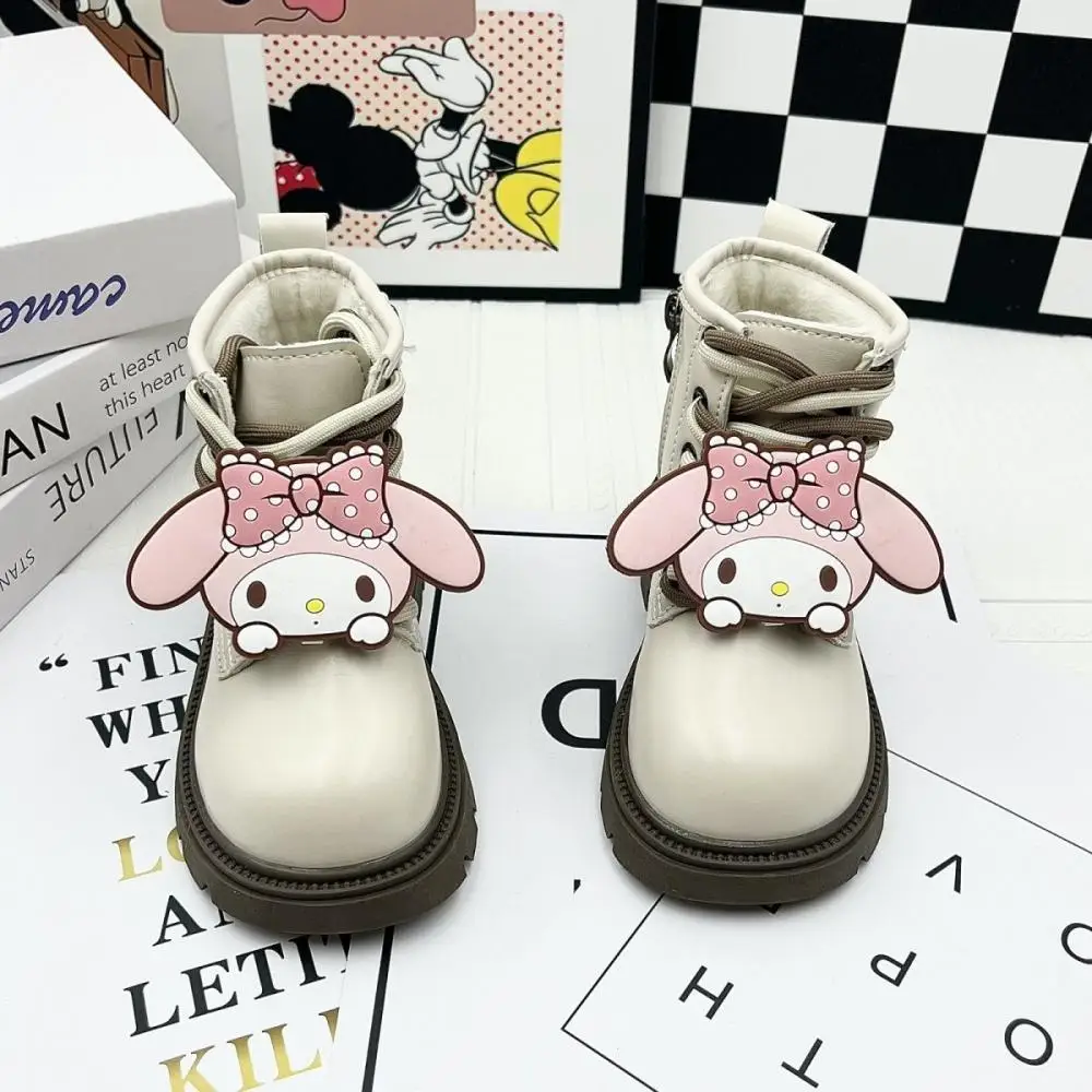 Kuromi My Melody Girls Boots Children Kawaii Anime Cartoon Keep Warm Short Boots Sanrio Princess Kids Western Style Martin Boots