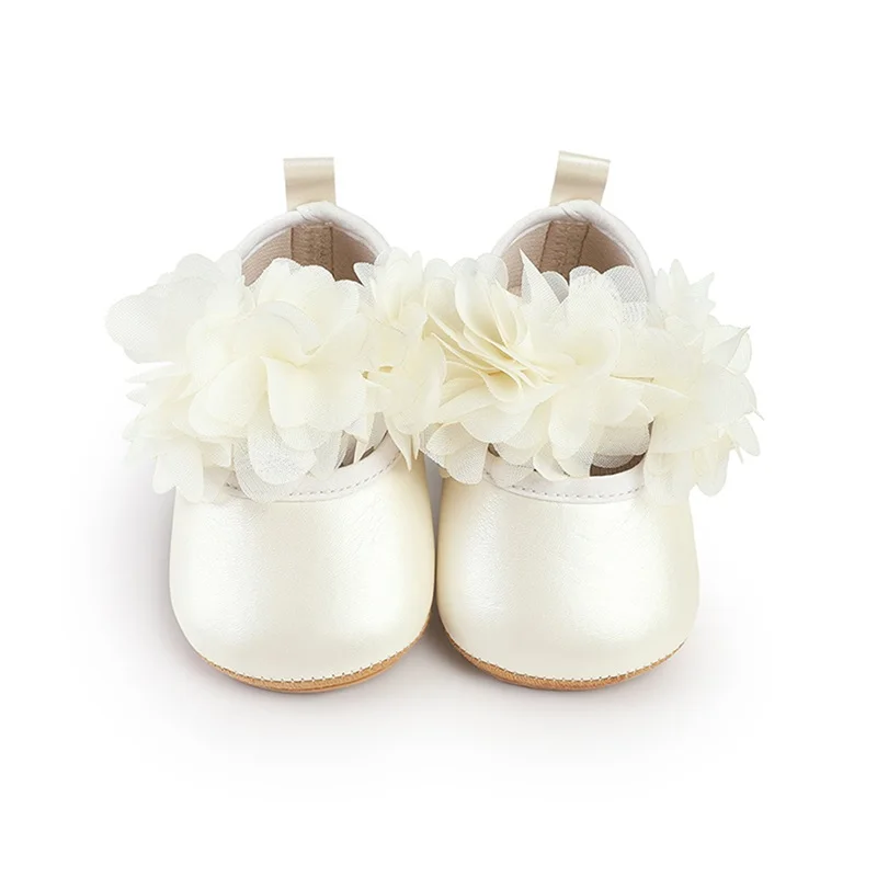 Tregren Baby Girl Flats with Flower Non-slip Soft Soles Cute Mary Jane Shoes Casual Walking Shoes for Newborn Toddler