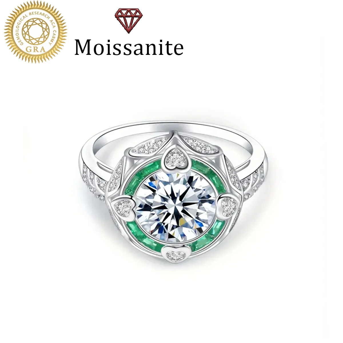 

Цельное женское обручальное кольцо, круглое кольцо с зелеными краями для женщин, стерлинговое серебро 3 г S925, 2-каратное муассанит, богемный, дворцовый стиль, помолвка, предложение, подарок на годовщину свадьбы, подарок на день Святого Валентина, постав