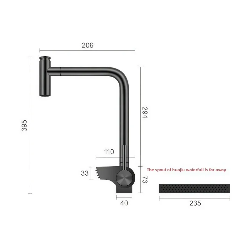Kitchen Faucet Black Gold Smart Splash-Proof Rotatable Household Sink Pull-Out Hot and Cold Water Fine Rain Faucet