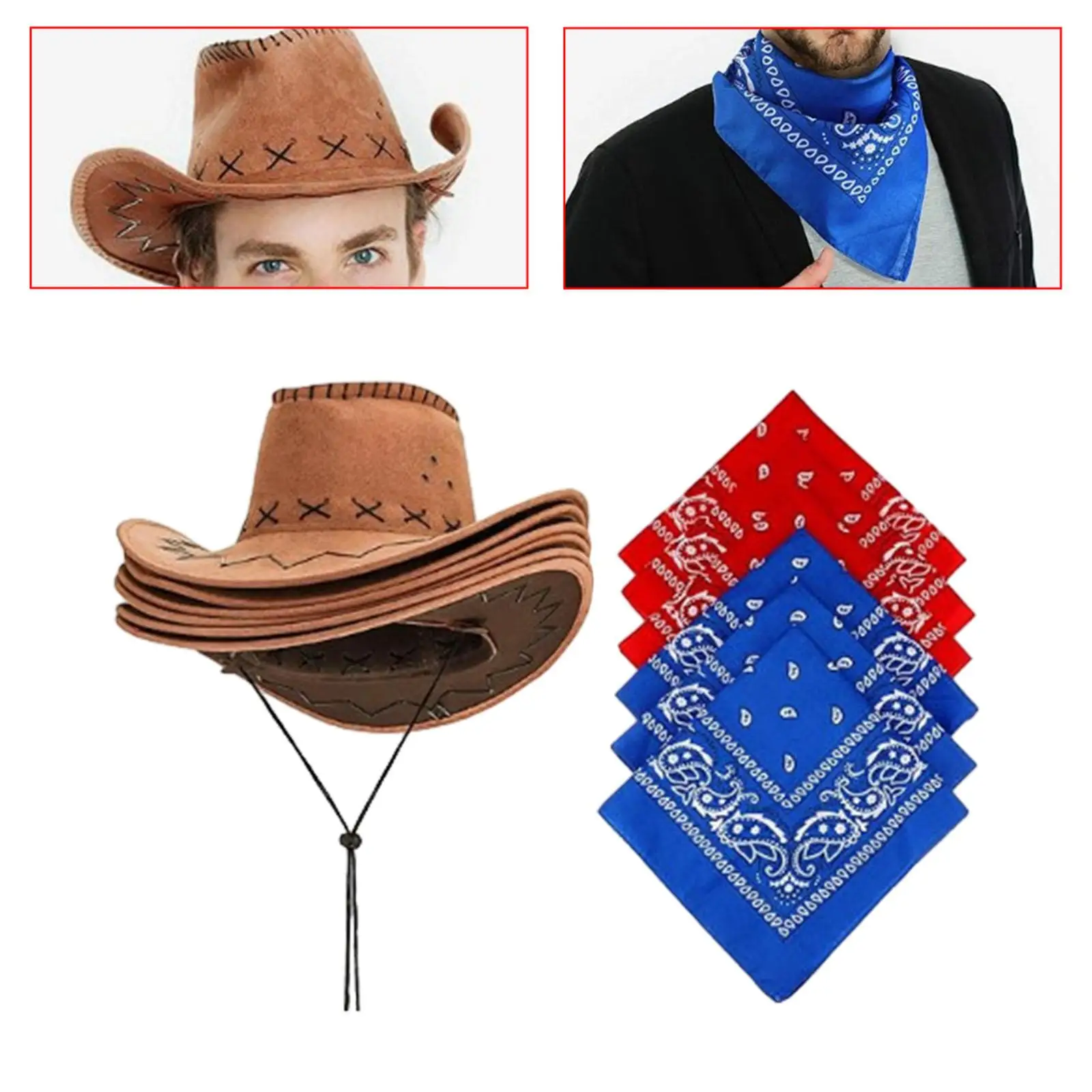 6Pcs Western Cowboy Hat Sun Protection Hat for Stage Performance Outdoor