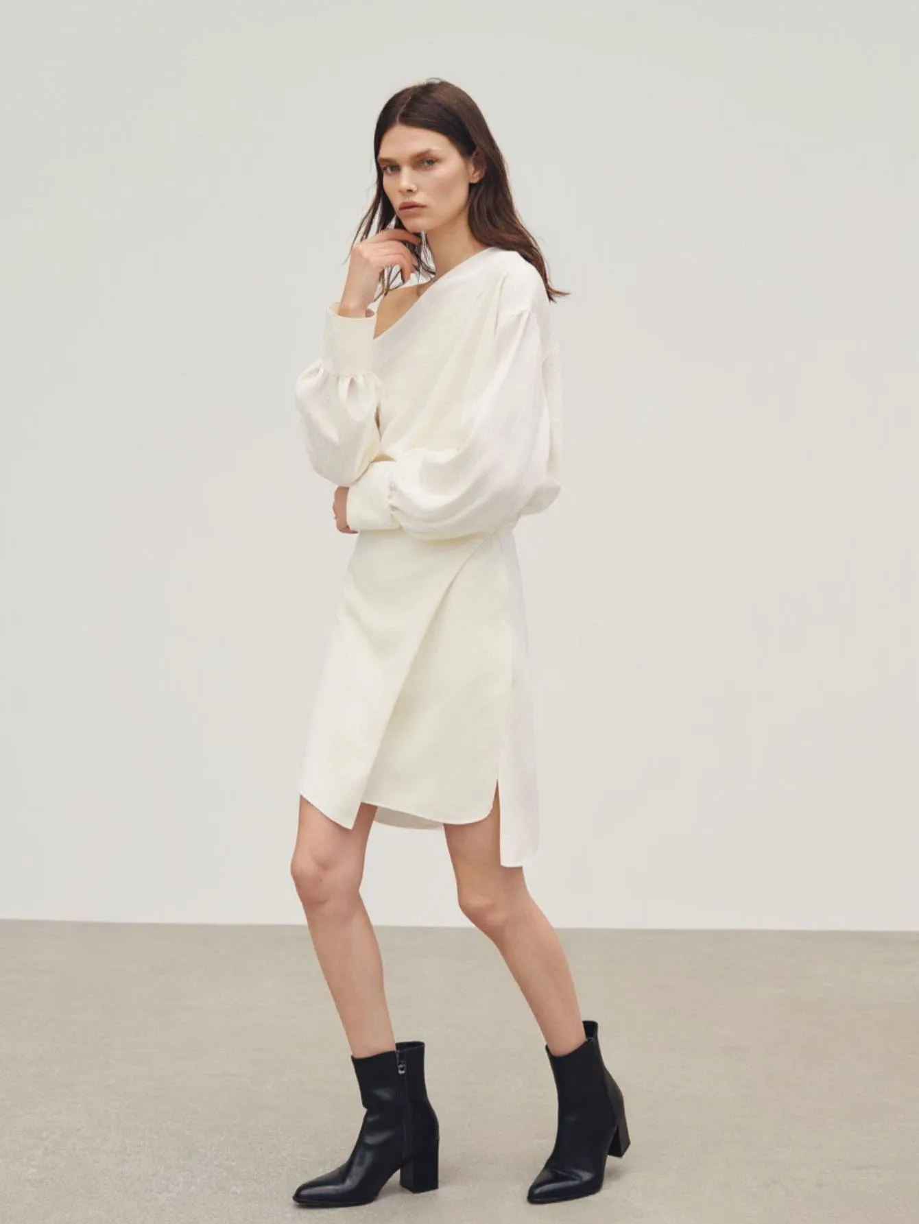 Robe élégante à une épaule et manches longues pour femmes, Mini robe trapèze unie, Sexy, pour rendez-vous, automne