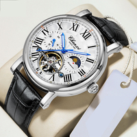 Top Brand Mens Watches Tourbillon Automatic Watch For Men Business Fashion Genuine Leather Waterproof Mechanical Watch New 2024