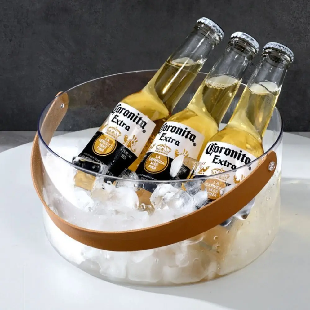 1/2Pcs Plastic Ice Bucket Thickened Portable Clear Ice Container Champagne Cooler Uncovered Fruit Storage Basket Bar