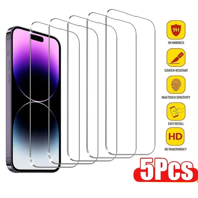 5PCS Glas Screen Protector Telefon Fall für IPhone 17 Air 16 15 14 13 11 Pro Max Plus 16E 12 mini 17Pro 16Pro Abdeckung Zubehör