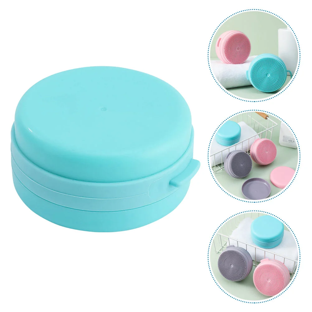 Silicone Bath Head Scrubber Bathing Body Clean Portable Washing Silica Gel Soap Case Household