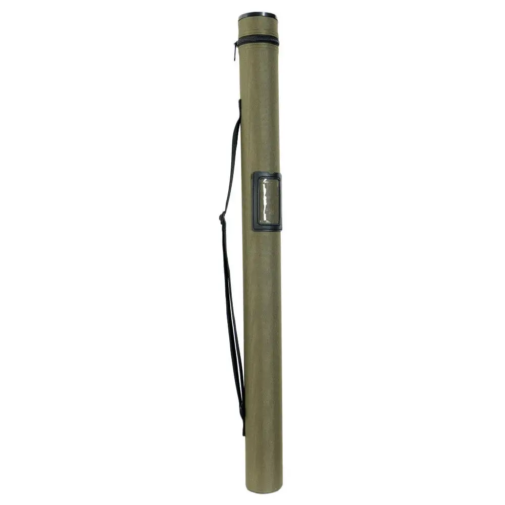 Fishing Fly Rod Tube Carry Case 4 Compartments Waterproof Three-Layer 600D Polyester Storage Bag Adjustable Shoulder Strap
