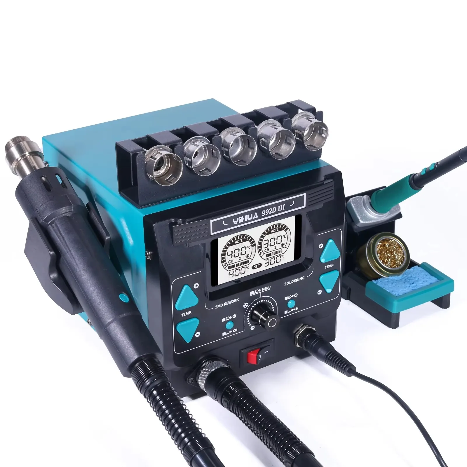 

YIHUA992D-III 1000W High Power Rework Soldering Iron Kit With C245 C210 Compatible 2 in 1 Precision Soldering Station