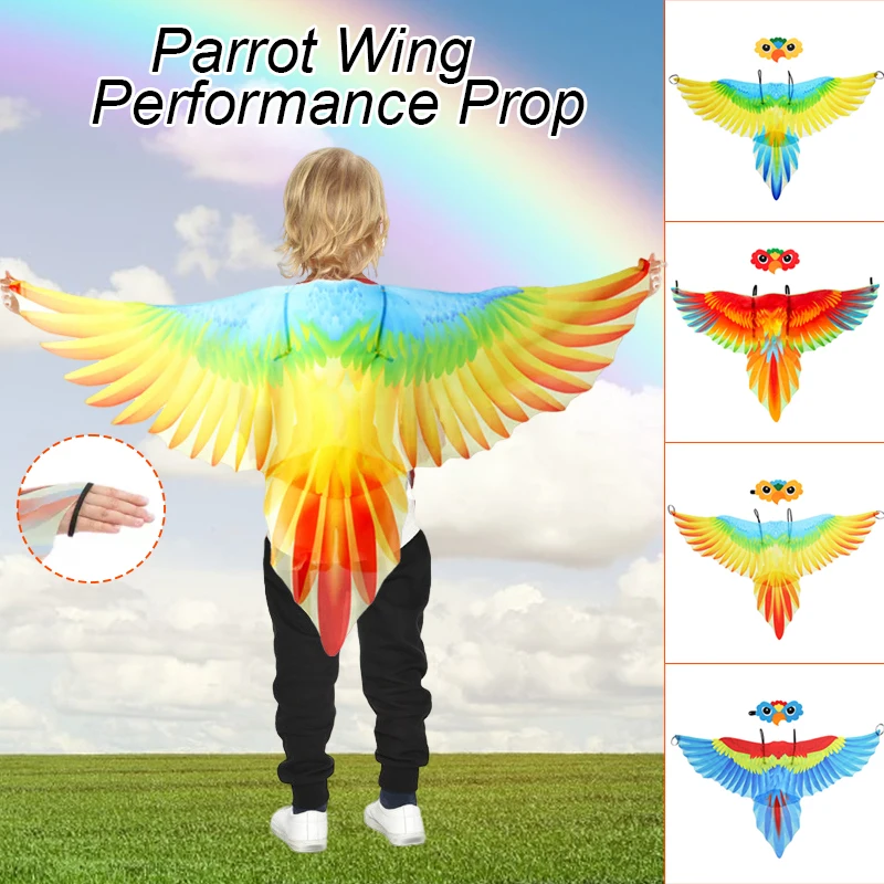 Children Bird Cape Parrot Wing Cloak Parrot Cosplay Costume Dress Up Shawl Cloak Kids Halloween Party Festival Performance Props