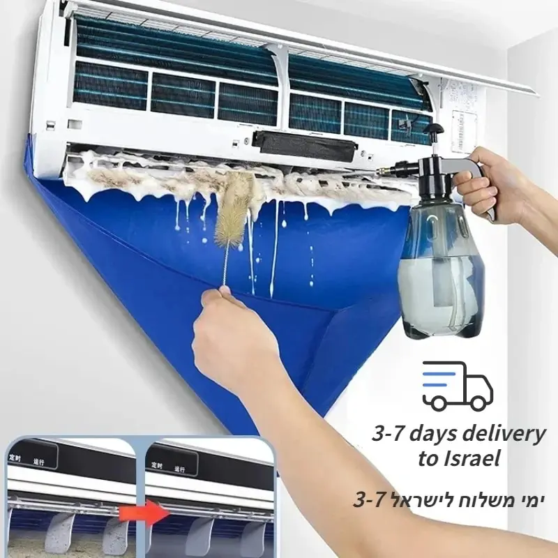 1-6ps Summer Ac Cleaning Kit Air Conditioner Bag with Drain Pipe Cleaner Waterproof Conditioning Washing Set Aircon Tools