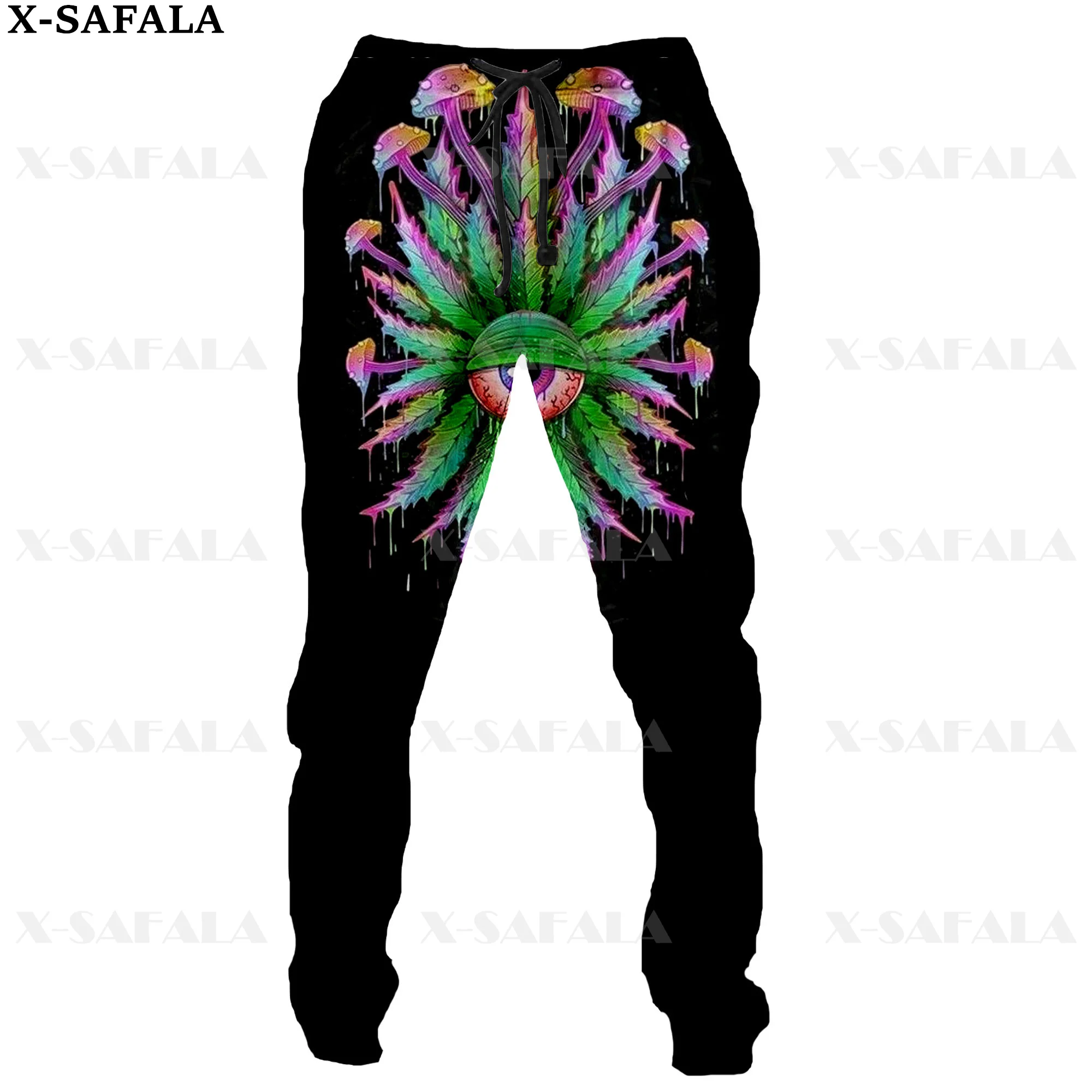 Mushroom Hippie Psychedelic Colorful Trippy Print Trousers Men Sweatpants Casual Long Joggers Streetwear Autumn Sports Pants-7