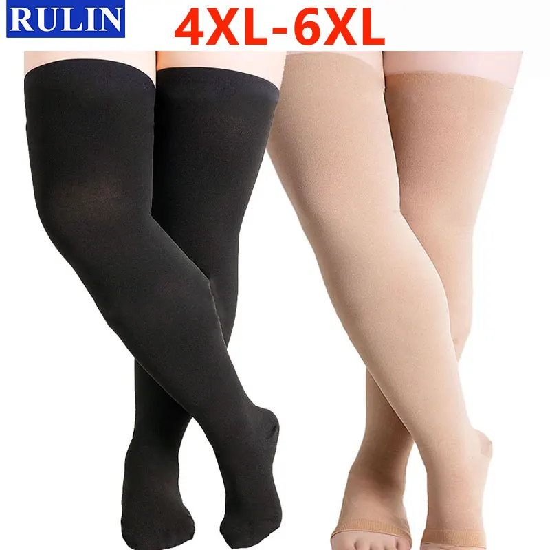 Chaussettes de Compression Unisexes pour Homme et Femme, Bas de Grande Taille, Soulignées, 1 Paire