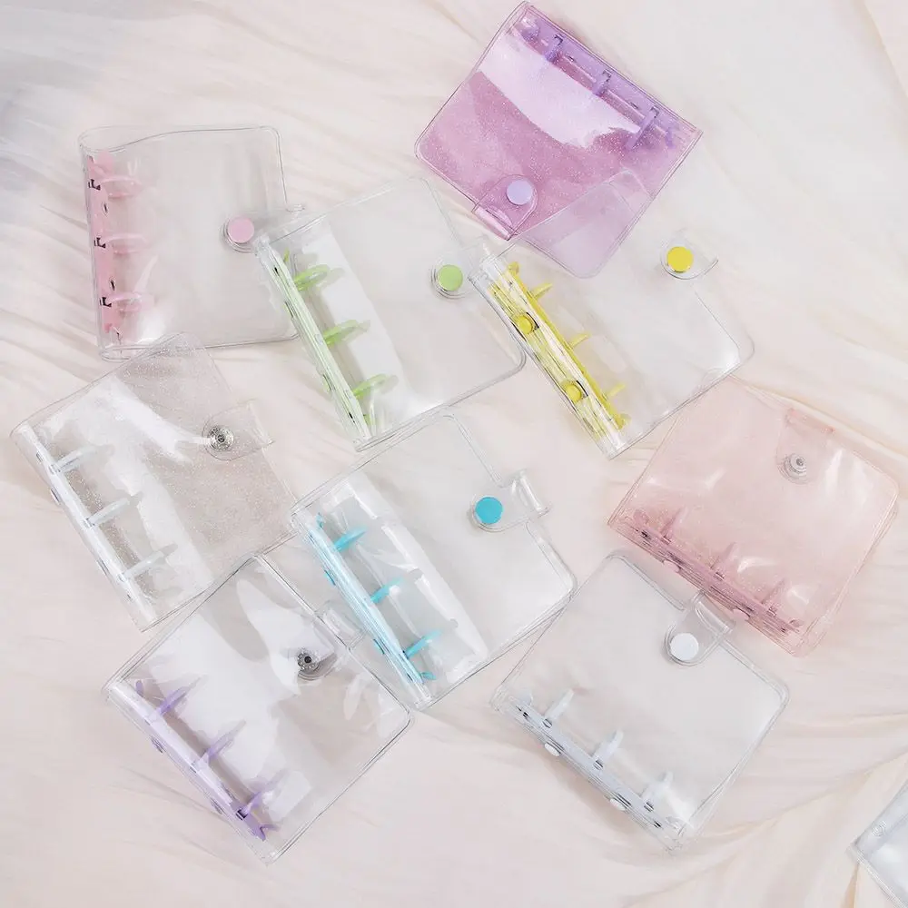 Stationery Loose-Leaf Transparent Glitter Notebook Pages Photo album Card Organizer Binder Notebook Cover 3 Hole Binder Clip
