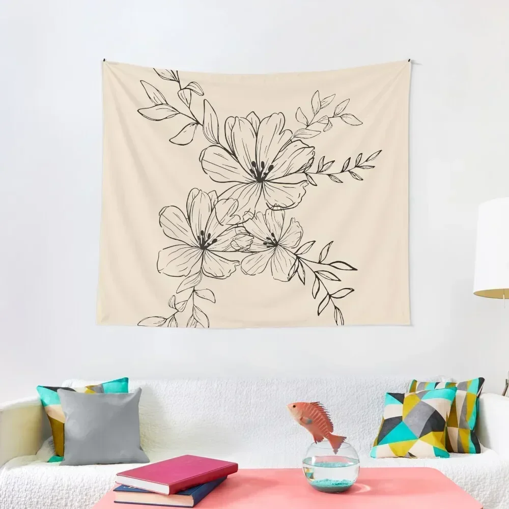 

Abstract digital Minimalist Black Flower Leaves Design Tapestry Anime Decor Decoration For Home Tapestry