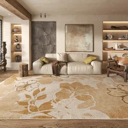 Maillard Living Room Decoration Plush Carpet Caramel Colour Rugs for Bedroom American Retro Flower Thickened Rug Home Lounge Mat