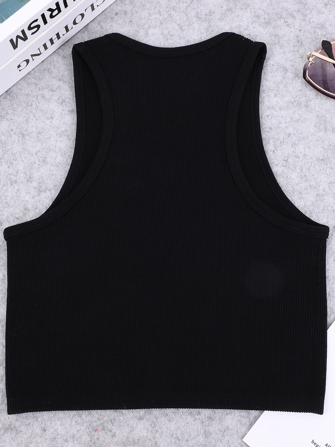 Gilet da yoga senza maniche ad alta elasticità lavorato a maglia senza cuciture, gilet da yoga sexy casual a costine in nylon ad asciugatura rapida, corsa, fitness, sport