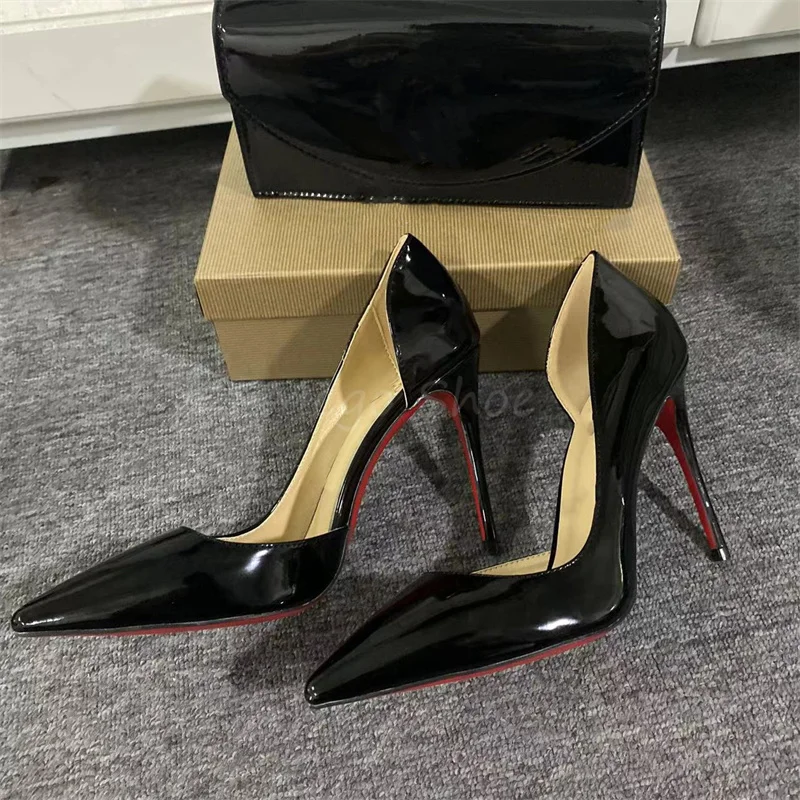 Pointed Toe Stiletto High Heel Women Shoes Black Genuine Leather Pumps Brand Design New Fashion Shallow Shoes for Lady