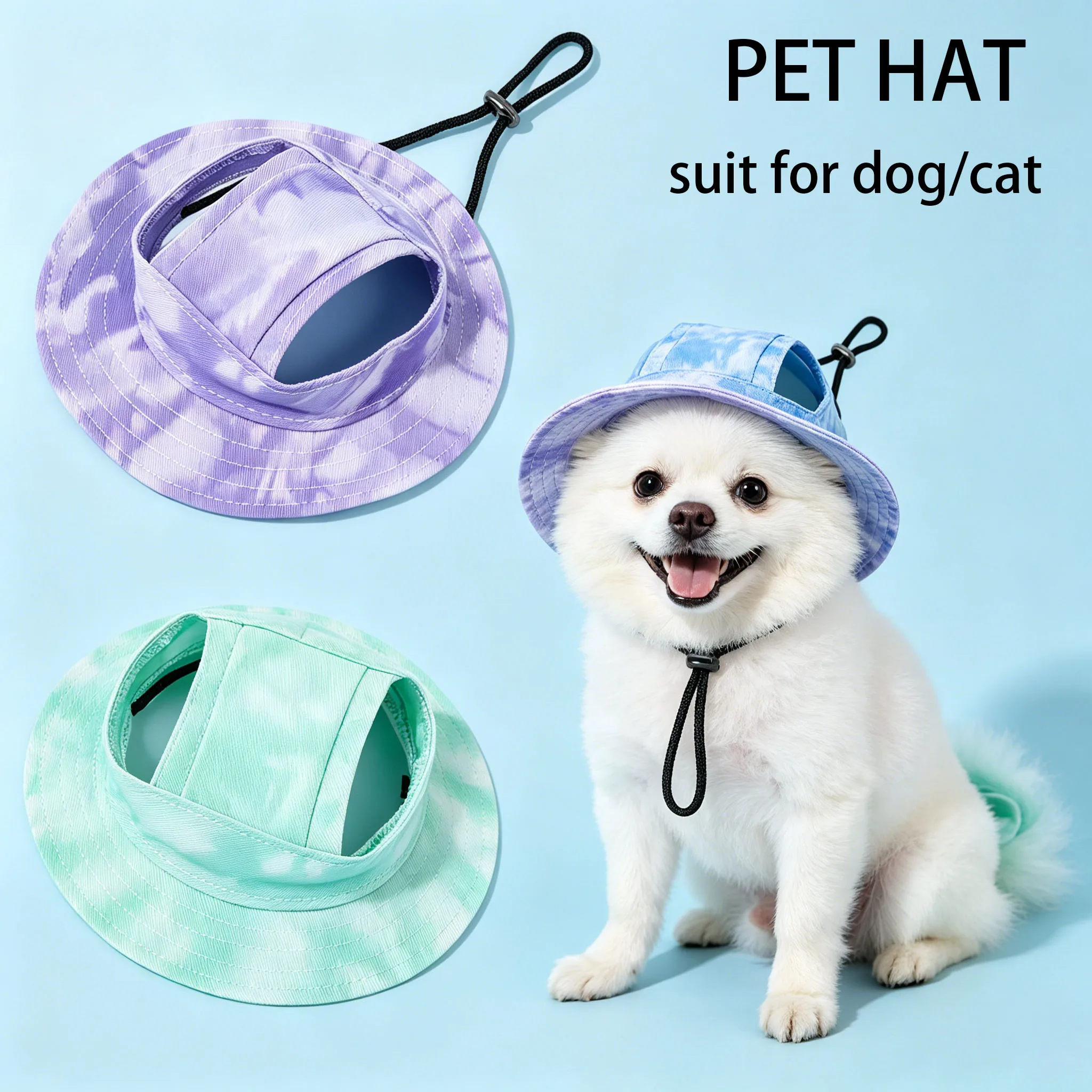 Boné Ajustável para Pets com Aberturas para as Orelhas, Chapéu de Sol para Cães de Porte Médio e Pequeno, Boné de Verão para Gatos, Chapéu para Animais de Estimação para Atividades ao Ar Livre, Acessórios para Pets
