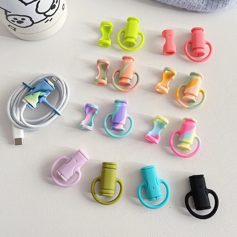 

100pcs Silicone Solid Camouflage Color Cable Winder USB Data Line Protector Cord Cover Storage for Android iPhone Type-C Cable