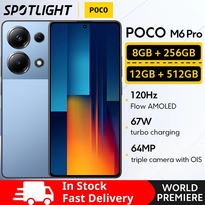 【World Premiere】POCO M6 Pro Smartphone Helio G99 Ultra 6.67 Flow AMOLED 120Hz AMOLED 64MP Triple Camera 67W wired charging