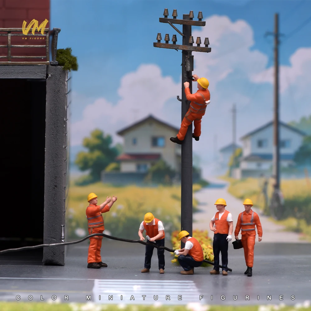 Painted 1/64 1/43 1/24 1/18 Engineering Maintenance Series Dolls 6-Person Team Male Scene Figure Model For Vehicles Cars Toys