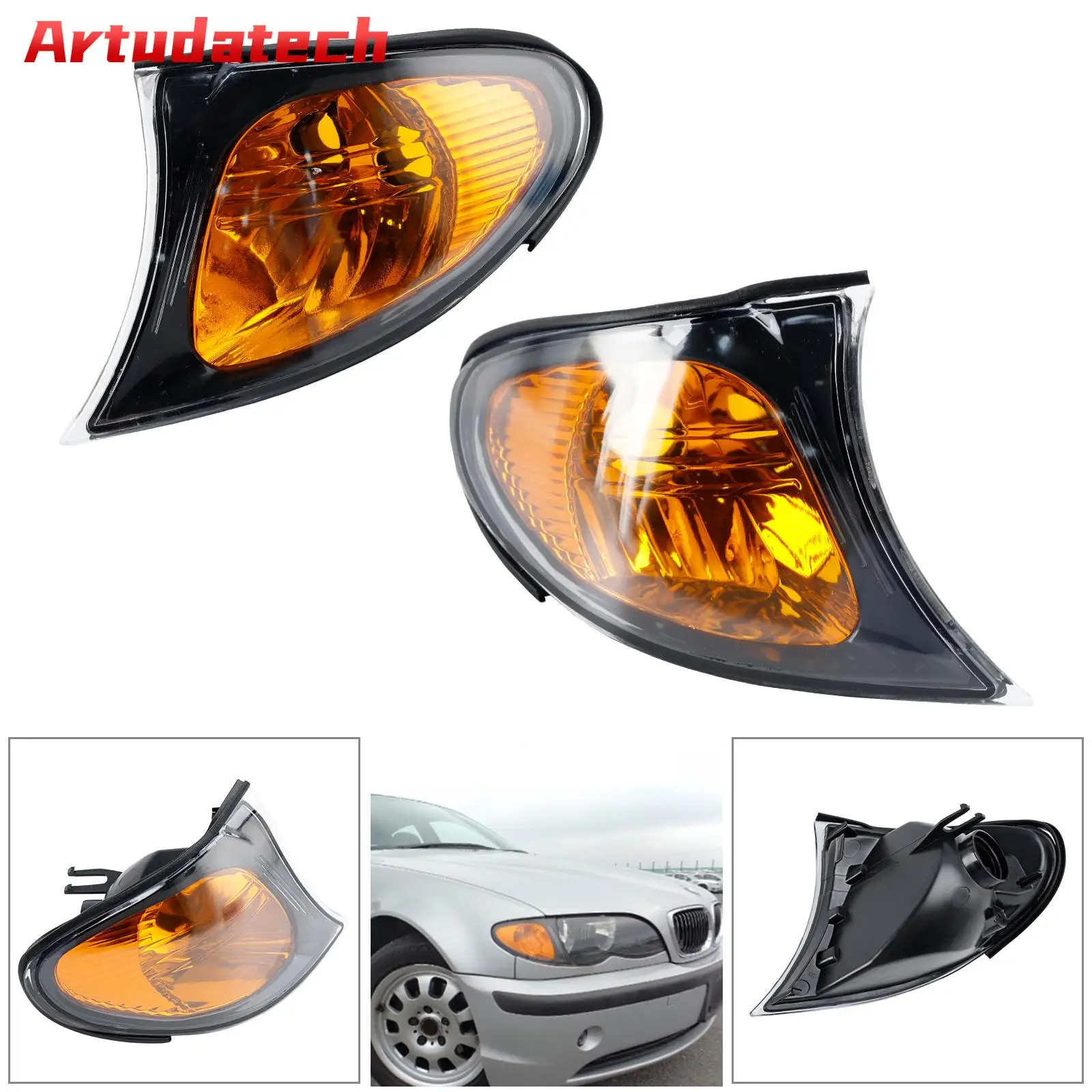 Artudatech 63137165859 63137165860 Car Front Indicator Turn Signal Corner Lights For BMW 3 Series E46 4-Door 325i 325xi 02-05