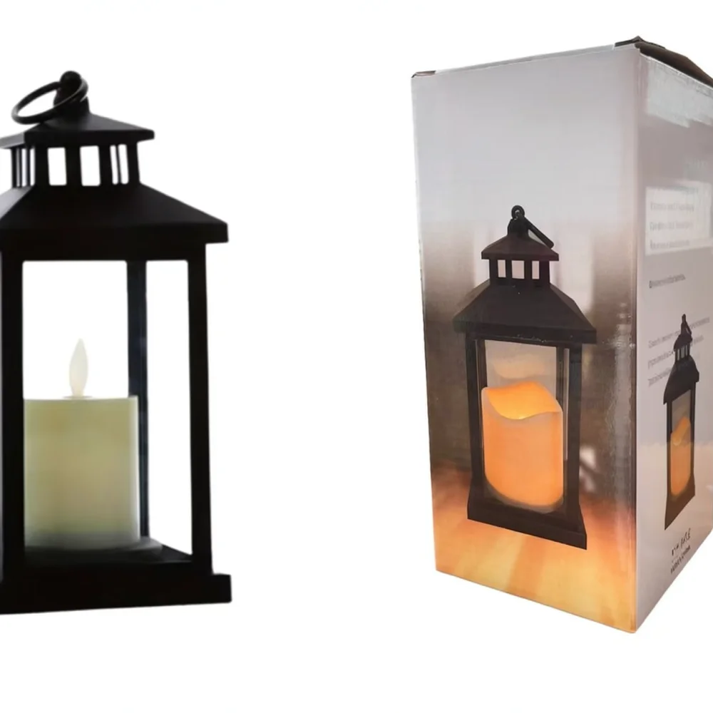 Retro Style Mosaic LED Lantern European Handheld Candle Light For Halloween Christmas Indoor Party Decor