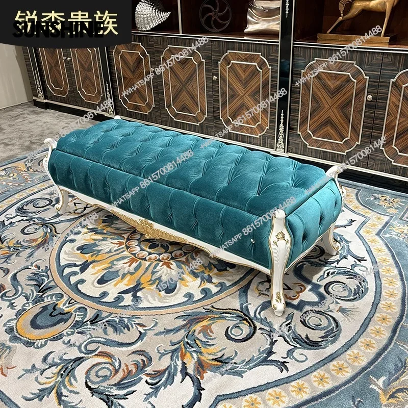 

Французский прикроватный табурет из цельного дерева, роскошный табурет принцессы в европейском стилеX