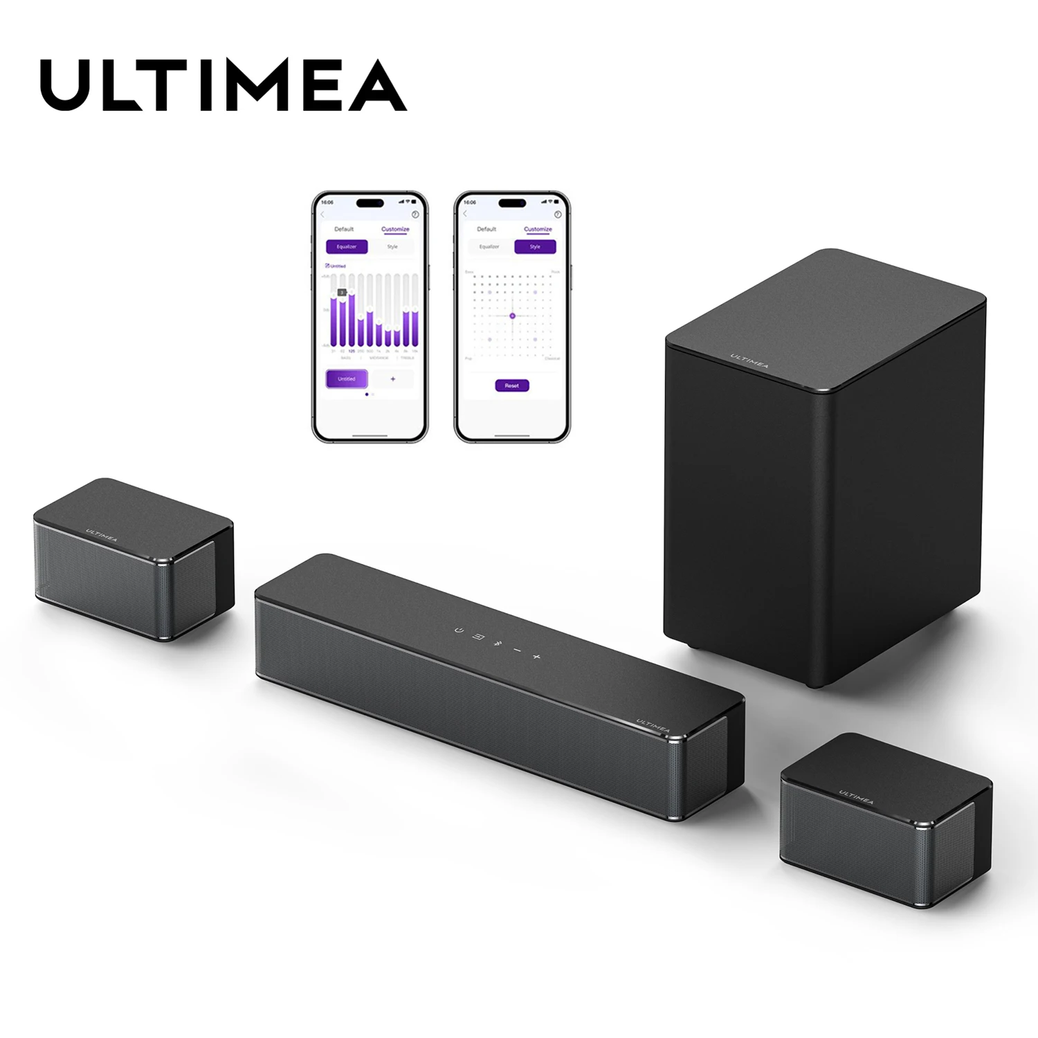 

ULTIMEA 5.1 Virtual Surround Soundbar, 3D Surround Sound System, Soundbar for TV with Subwoofer and Rear Speakers, Poseidon D50